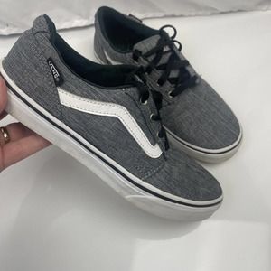 VANS Off the Wall “Old Skool” Skate Shoes Canvas Gray Black White Youth 5.5